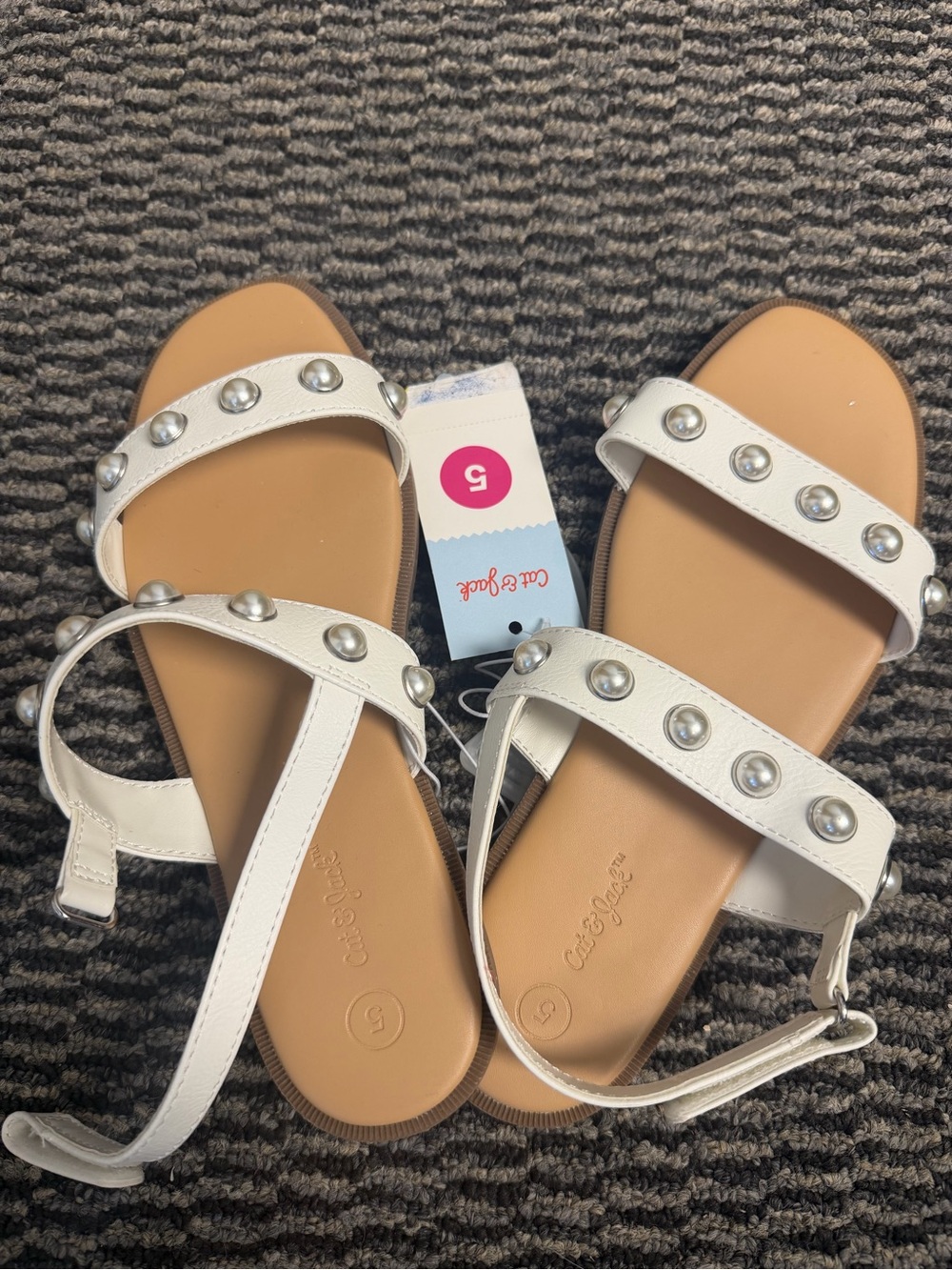 Cat & Jack White Studded Girls Sandals